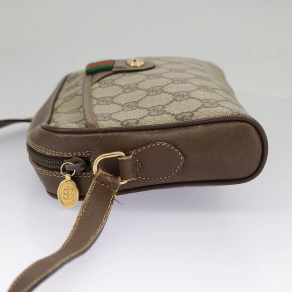 GUCCI GG Supreme Web Sherry Line Shoulder Bag PVC Beige - Picture 6 of 15